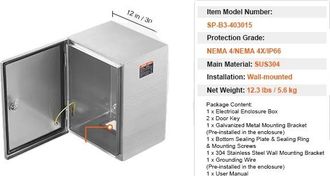 OEM Caja El&eacute;ctrica, Resistente Al Agua Ip66, Acero Inoxidable 304 Duradero