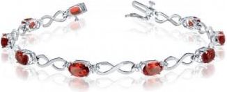 Allurez Oval Garnet and Diamond Infinity Bracelet in 14k White Gold (4.53ct)
