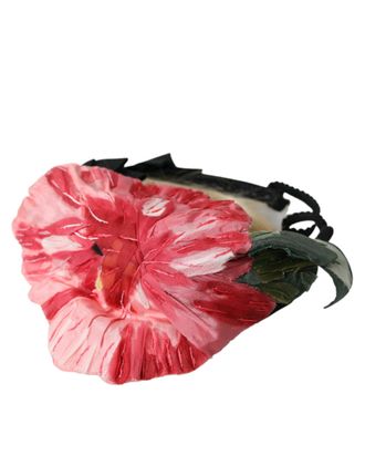 Dolce & Gabbana Womens Black Viscose White Hair Parrucchiera Headband Diadem Silk Nylon Elastane Accessory
