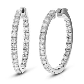 Vir Jewels 3/4 cttw Lab Grown Diamond Hoops Earrings in Sterling Silver With Latch Backs For Women