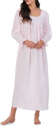 Eileen West Long Sleeve Cotton Dobby Nightgown in Blush at Nordstrom, Size X-Large