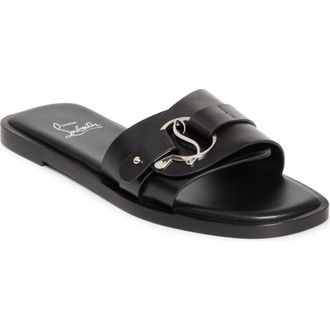 Christian Louboutin Chamebelimule Slide Sandal in Black/Lin Black at Nordstrom, Size 10.5Us