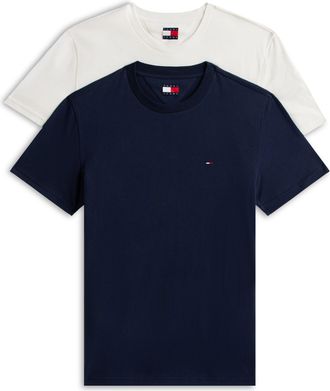 Tommy Jeans Rundhalsshirt TOMMY JEANS TJM XSLIM 2PACK JERSEY TEE EXT, Herren, Gr. 4XL, ecru, schwarz night navy, Single Jersey, Obermaterial: 100% Baumwolle, slim