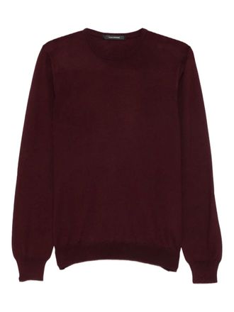 Tagliatore Trui van scheerwol met ronde hals - Rood