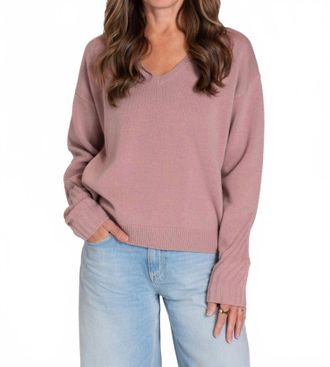 Majestic Filatures Long Sleeve V-Neck Sweater In Rosewood