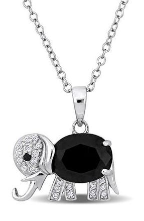 Delmar Black Spinel & White Topaz Elephant Pendant Necklace at Nordstrom Rack