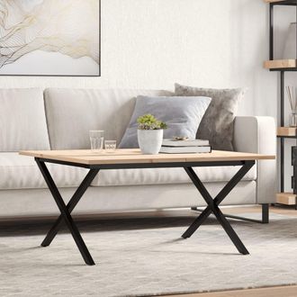 vidaXL Vidaxl - Mesa De Centro Marco X Madera Maciza Pino Y Acero 90x90x45 Cm
