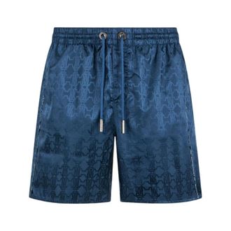 Roberto Cavalli Beachwear, male, Blue, Size: 3XL Monogram RC Print Swim Short