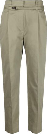 Brunello Cucinelli belted-waist tapered trousers - women - Cotton/Polyester/Elastane/Cupro/Acetate - 44 - Green