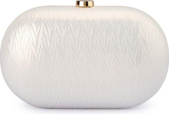 Olga Berg Izza Oval Frame Clutch in Pearl at Nordstrom