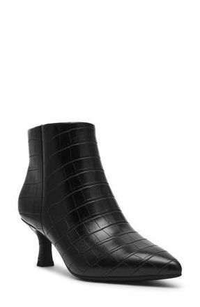 Anne Klein Francesca Kitten Heel Bootie in Black Croc at Nordstrom Rack, Size 8