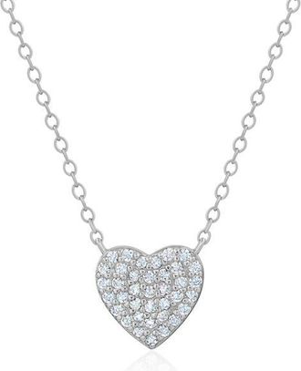 Crislu Pav&eacute; Cubic Zirconia Heart Pendant Necklace in Pure Platinum/Clear Stone at Nordstrom, Size 16