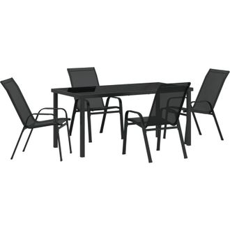vidaXL Conjunto De Comedor De Jard&iacute;n 5 Pcs Negro Textileno Y Acero Vidaxl