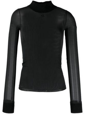 Courr&egrave;ges T-shirt Reedition Second Skin con ricamo - Nero
