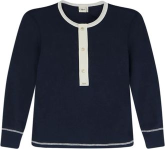 Chlo&eacute; Truien & Vesten, Dames, Blauw, L, Katoen, Cotton Jersey Fit Henley Shirt