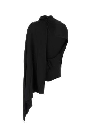 Magda Butrym Womens Black Satin Top Exterior: Silk Maglie Sweater
