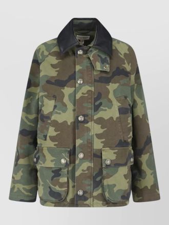 Nili Lotan casual jacket high collar camouflage pattern pockets