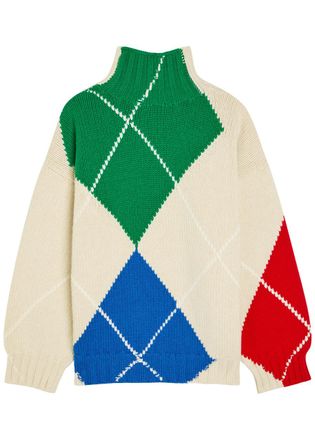 J.W.Anderson Pringle Argyle High-neck Wool Jumper - Multicoloured 1 - S (UK8-10 / S)