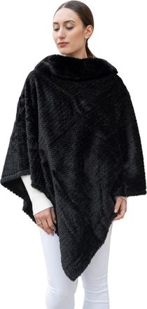 Generic Womens Fur Poncho Texturized Soft Comfortable Warm Stylish Winter Poncho (UK, Alpha, One Size, Regular, Regular, Black)