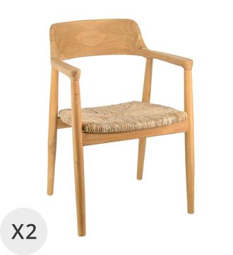 Moycor Set de 2 sillas teca y pandan beige