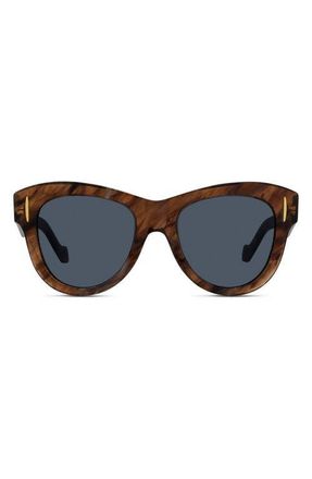 Loewe Anagram Round Sunglasses in Brown Horn /Blue at Nordstrom