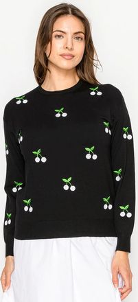 YAL New York Cherry Stitch Black Pullover