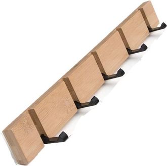 OEM Appendiabiti Da Parete In Legno Con Ganci Pieghevoli Per Appendere Sciarpe, Borse, Ombrelli, Asciugamani E Vestiti (5 Ganci, Legno, 50 Cm)