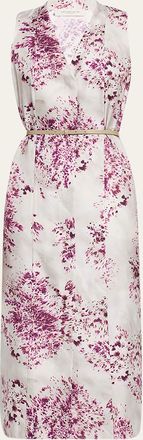 Lafayette 148 New York Spotted Glaze Silk Twill Midi Dress