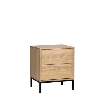 Klast Mesita de noche 2 cajones efecto madera natural 45x55 cm