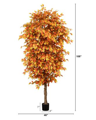 Nearly Natural 9Ft Autumn Ficus Artificial Fall Tree