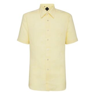 Billionaire Boys Club Shirt Slim Fit - Heren - Korte mouwen Overhemden - Geel - XS - Linnen - Overhemden