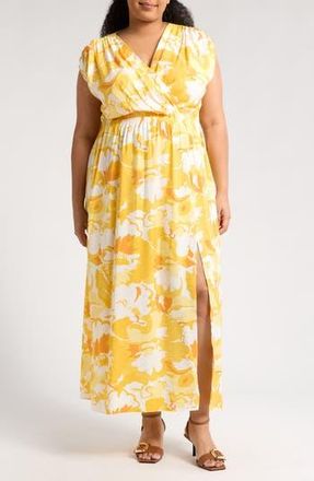 Renee C Floral Sleeveless Maxi Dress in Yellow at Nordstrom Rack, Size 2X