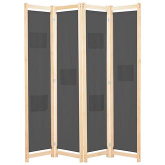 vidaXL Biombo Divisor De 4 Paneles De Tela Gris 160x170x4 Cm Vidaxl