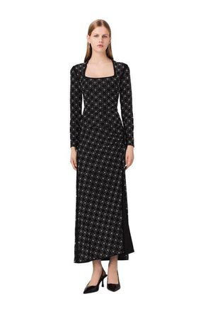 Maje Beaded and rhinestone maxi dress in Black at Nordstrom, Size 42 Eu