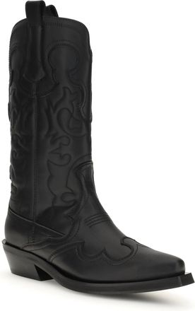 Ganni Womens Embroidered Western Boots Black-Black Black/black