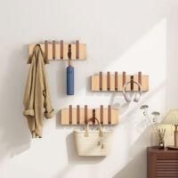 OEM Perchero Retr&aacute;ctil De Pared Ultrixe De 6 Ganchos, Colgador De Esquina De Madera Maciza Para Colgar Abrigos, Bufandas, Bolsos Y M&aacute;s, Para Dormitorio Y 