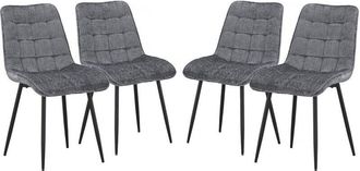 Habitat et Jardin Sillas De Comedor De Tela Premium yanis - Juego De 4 - Gris