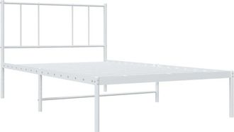 vidaXL Metal Bed Frame without Mattress with Headboard White 107x203cm vidaXL