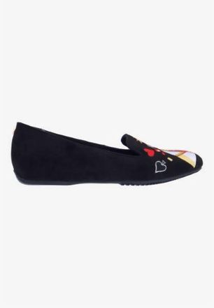 J. Rene&eacute; Womens Fullhouse Slip On Flat Shoes In Black Suede Embroidered