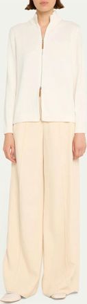 Lafayette 148 New York Zip Front Cashmere Cardigan In Cloud