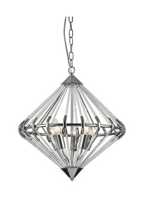 Netlighting Gerda 5 Light Chrome Ceiling Pendant Wire Frame Pendant Ceiling Light in Grey