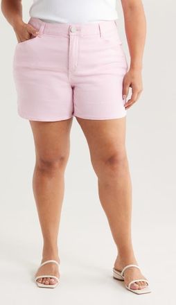 Wit & Wisdom Skyrise High Waist Dolphin Hem Denim Shorts in Frosty Orchid at Nordstrom, Size 14W