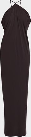 Alberta Ferretti Jersey Halter Maxi Dress