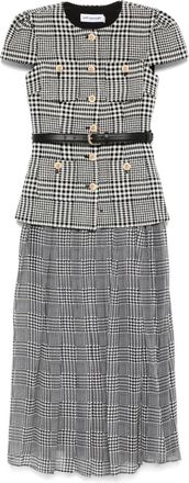 Self Portrait Abito midi con motivo pied-de-poule - Nero