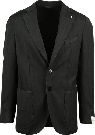 L.B.M. 1911 Tailored Wool Blazer with Notch Lapels and Patch Pockets
