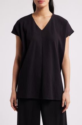 Eileen Fisher Cap Sleeve Boxy Tunic Top in Black at Nordstrom Rack, Size X-Small