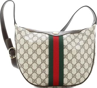 Gucci Ophidia Half Moon Hobo GG Coated Canvas Small crossbody bag - Bruin