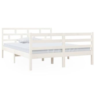Berkfield Home Bed Frame White Solid Wood Pine 140x190 cm
