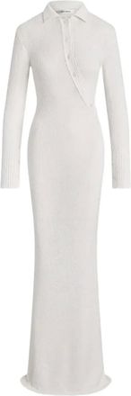 Aya Muse Abito lungo Helia a maniche lunghe con bottoni - Bianco