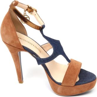 Trussardi Blauwe Denim Sandaal Schoenen - Dames - Sandalen met hakken - Beige - 40 EU - Denim - Schoenen